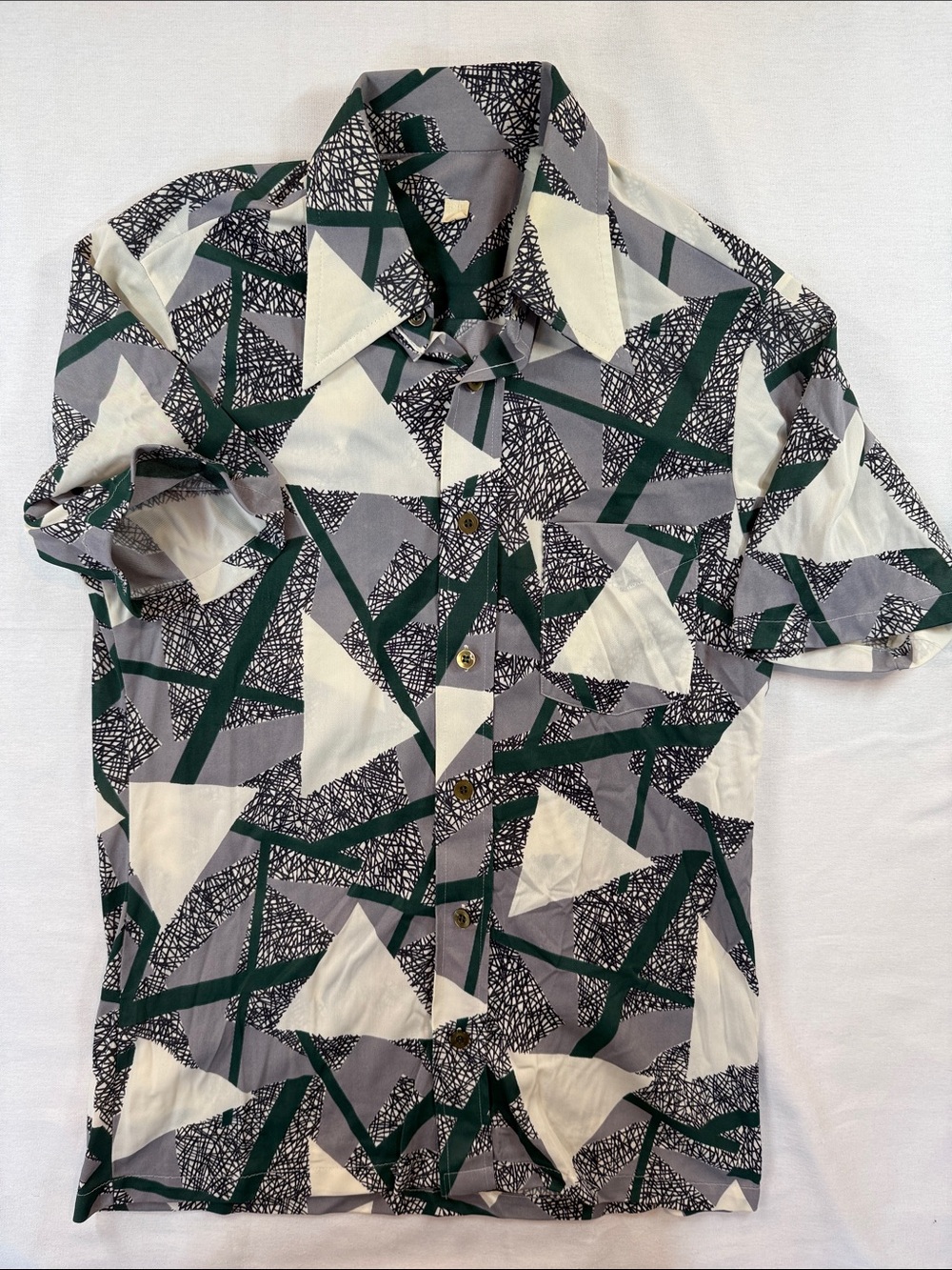 Enro Vintage 80s Geometric Abstract Print Button Down Shirt M